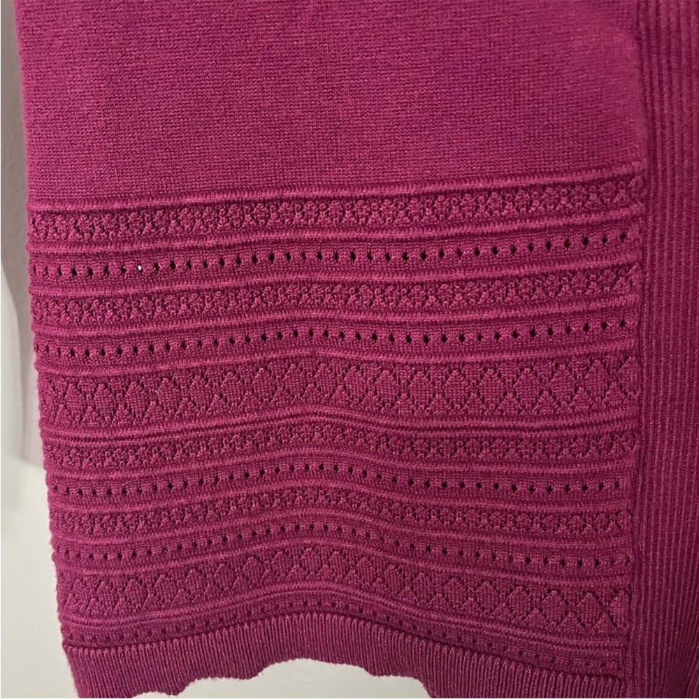 ♥️🍷 Lety & Me Cardigan Small Stitch Fix Burgundy Open Front Pointelle - Picture 5 of 9